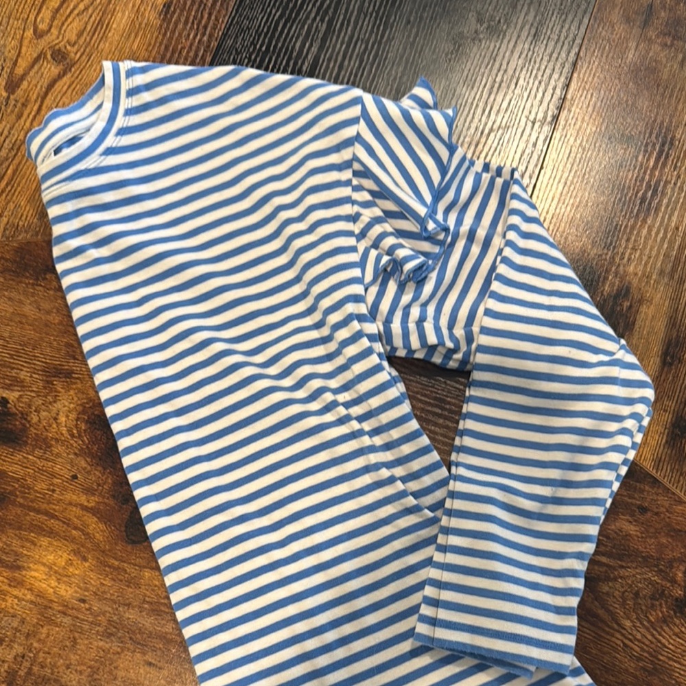 Blue and White Striped Long Sleeve Shirt